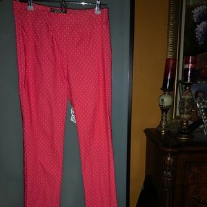 Red pants with white dot design